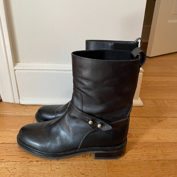 Rag & Bone Slayton Moto Boot in Black Burnished Leather Size 39.5 - Picture 4 of 7